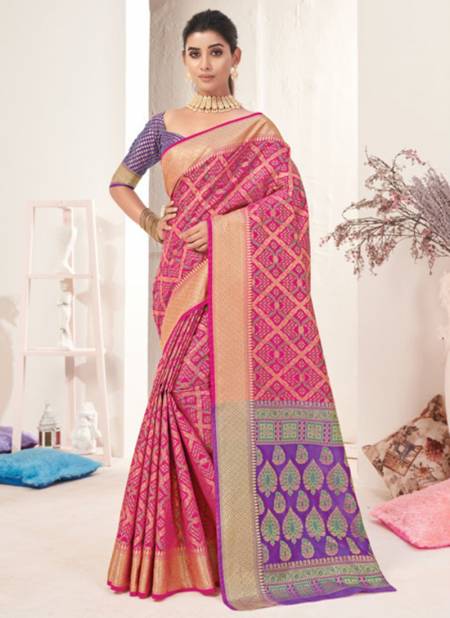Pink Colour SANGAM IKKAT PATOLA Fancy Designer Festive Wear Latest Saree Collection 1907